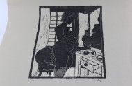 Konvolut loser Druckgraphiken: u.a. Serigraphien, Holz- u. Lenolschnitte (7 Stück)