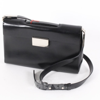 Leder-Handtasche, schwarz