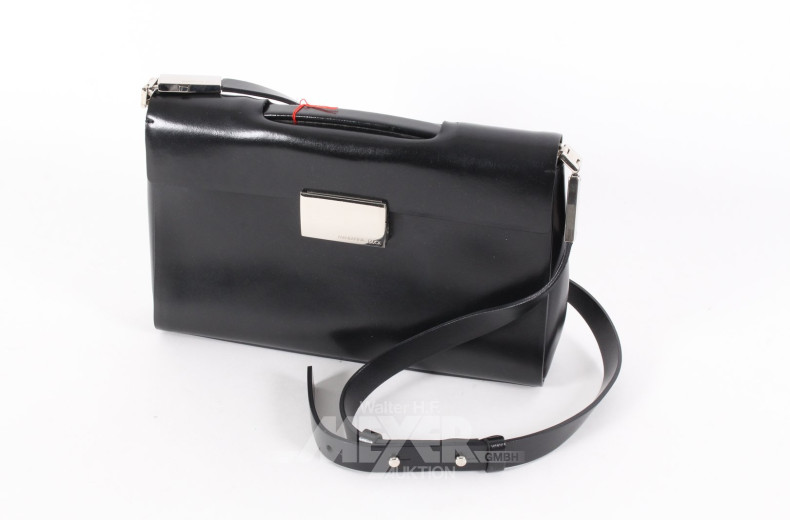 Leder-Handtasche, schwarz
