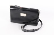 Leder-Handtasche, schwarz