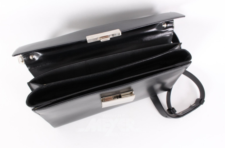 Leder-Handtasche, schwarz