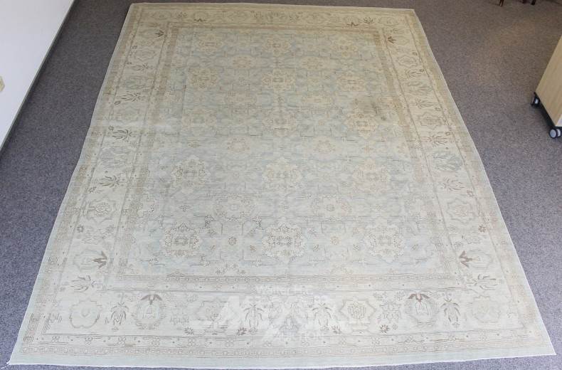 Webteppich, beigegrundig, floral