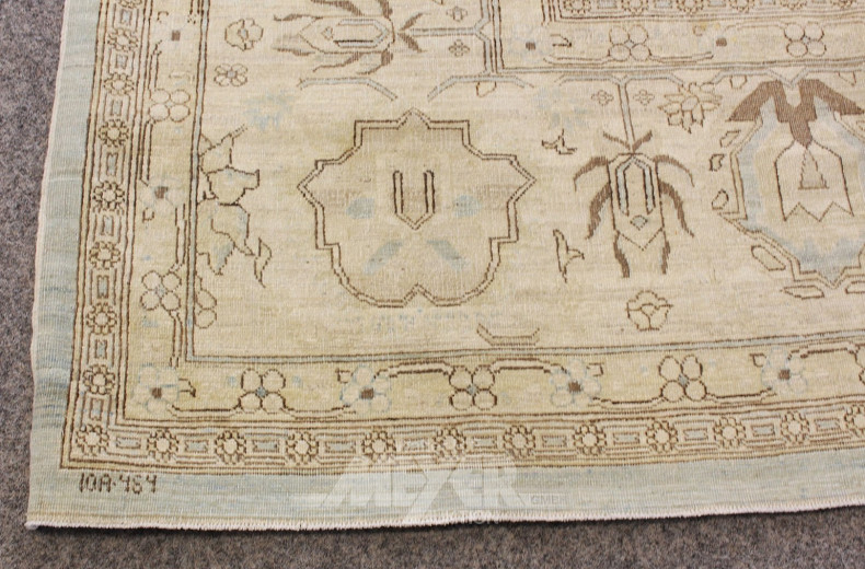 Webteppich, beigegrundig, floral