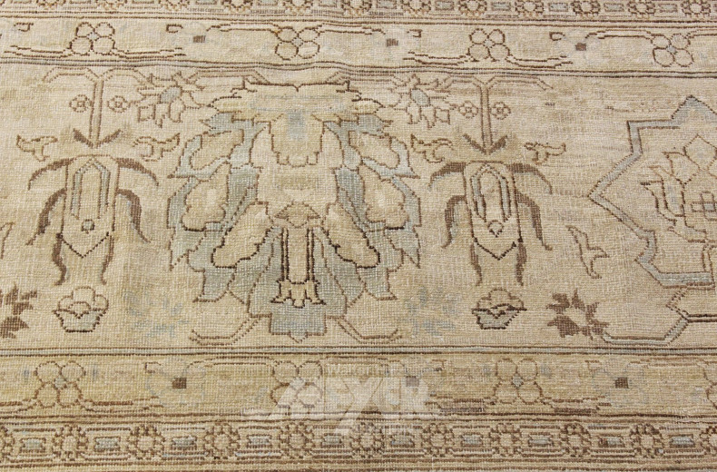 Webteppich, beigegrundig, floral