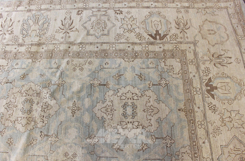Webteppich, beigegrundig, floral