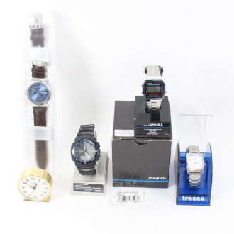 4 Herrenarmbanduhren u. 2 Reisewecker