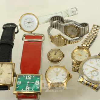 9 div. Damen- und Herrenarmbanduhren