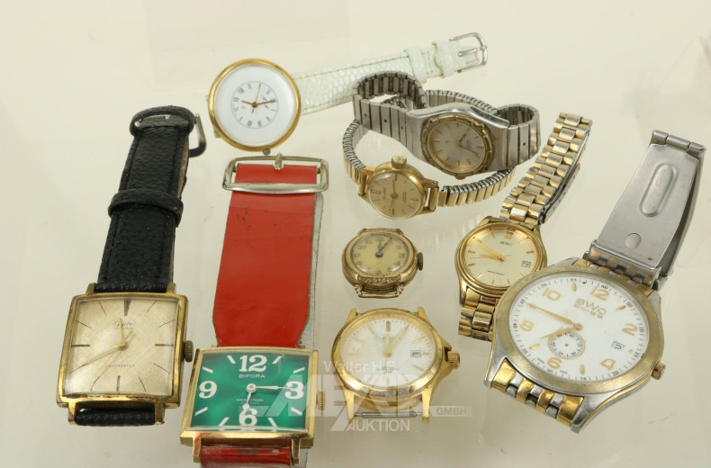 9 div. Damen- und Herrenarmbanduhren