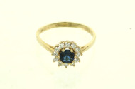 Damenring mit 1 Saphir u. 12 kl. Brillanten