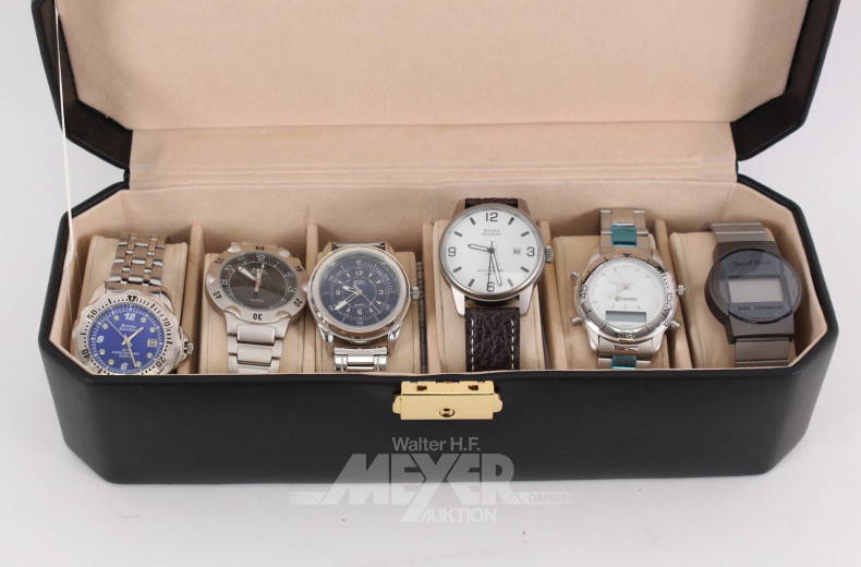 6 Armbanduhren im Etui