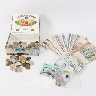 Konvolut Kleinmünzen u. Banknoten aus aller Welt