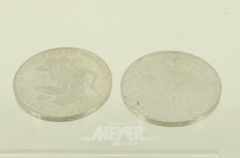 Silbermünzen zu 10 DM Olympiade 1972