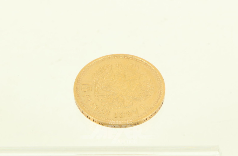 Goldmünze Russland - 15 Rubel Nikolaus II. 1897