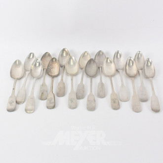15 Speiselöffel in 12 Lot u. 800er Silber