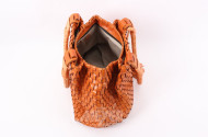 Handgeflochtene Lederhandtasche in orange