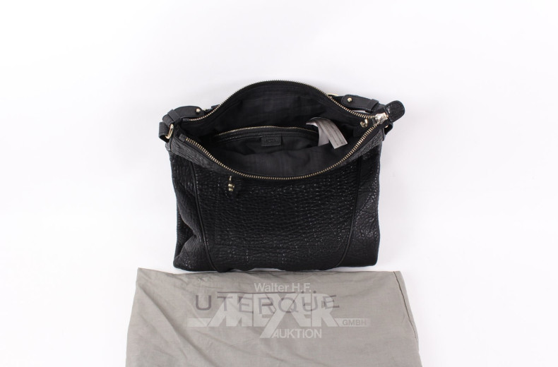 gr. Schultertasche, schwarzes Leder
