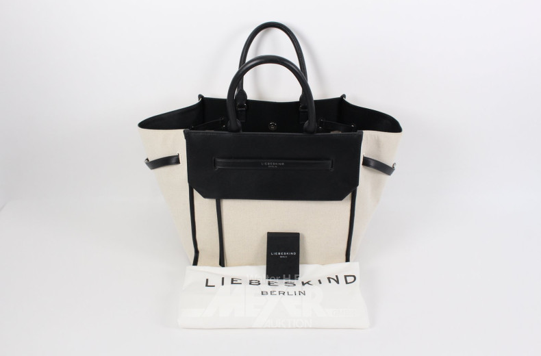 gr. Handtasche /Weekender, beige/schwarz