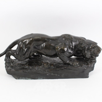 Bronzefigur "kauernder Tiger"