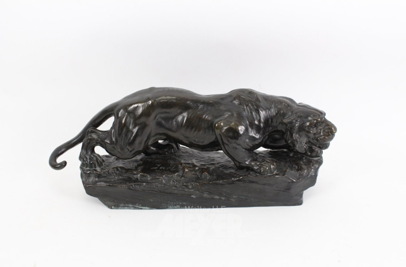 Bronzefigur "kauernder Tiger"