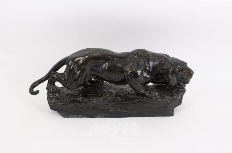 Bronzefigur "kauernder Tiger"