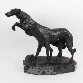 Bronzefigur "Zwei Windhunde"