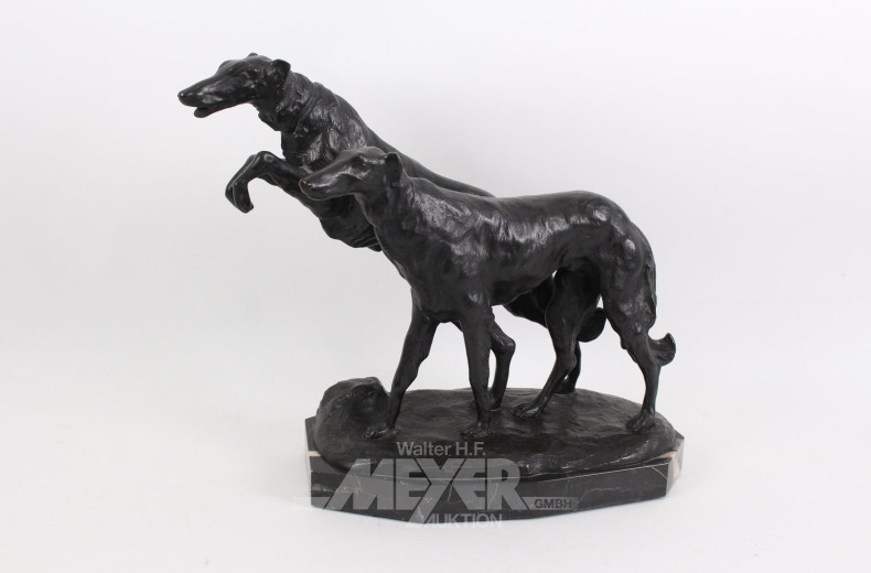 Bronzefigur "Zwei Windhunde"