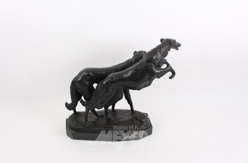 Bronzefigur "Zwei Windhunde"