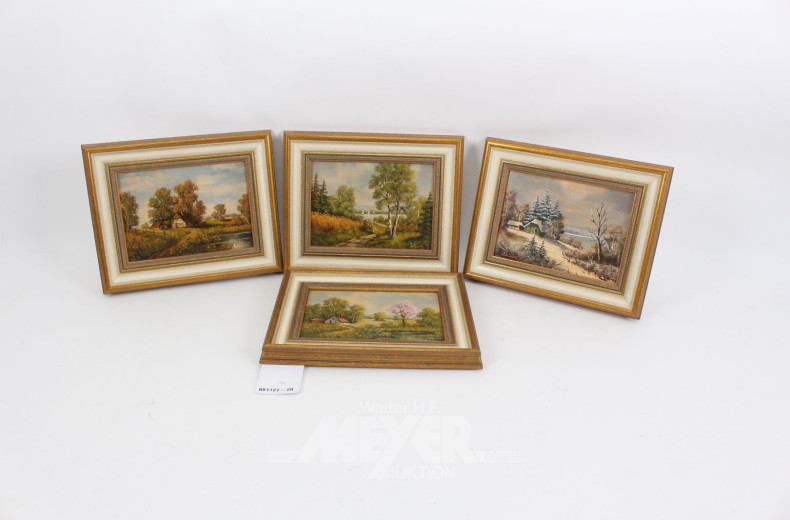 4 Gemälde mit Landschaftsszenen nach den Jahreszeiten