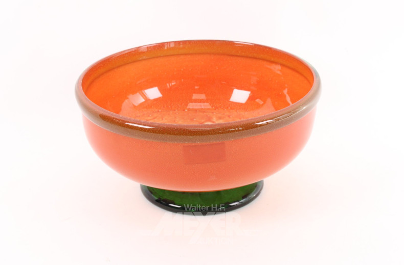 gr. Kunstglas-Schale in orange u. grün