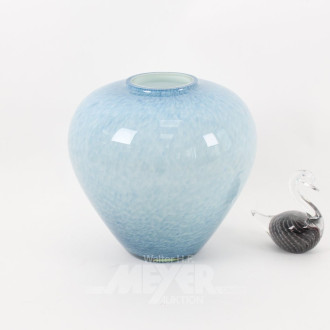 2 Glasobjekte, best. aus Vase u. Figur 'Schwan'