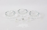 3 Kristallaschenbecher u. 3 kl. Swarovski-Objekte