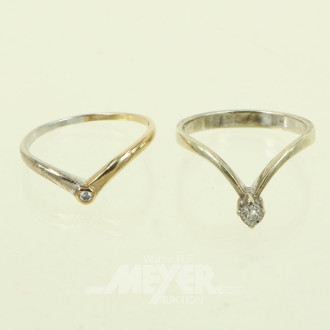 2 Damenringe mit 1 kl. Diamanten