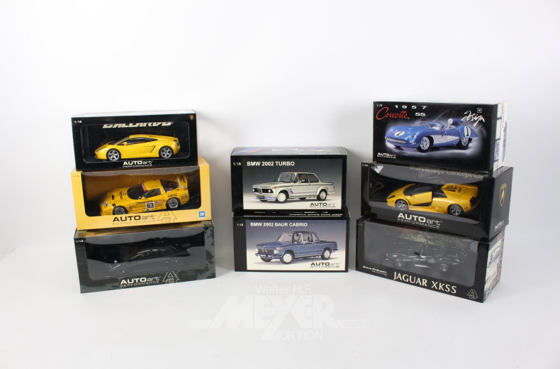 8 versch. Modellautos, 1:18