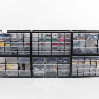 12 Sortimentskästen mit div. LEGO Bauteilen