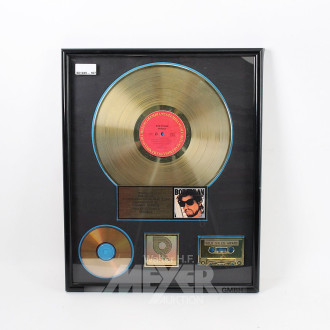 Auszeichnung RIAA 'Gold' Sales Award für das Album 'Infidels' von Bob Dylan