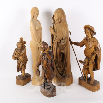 5 versch. Holzfiguren