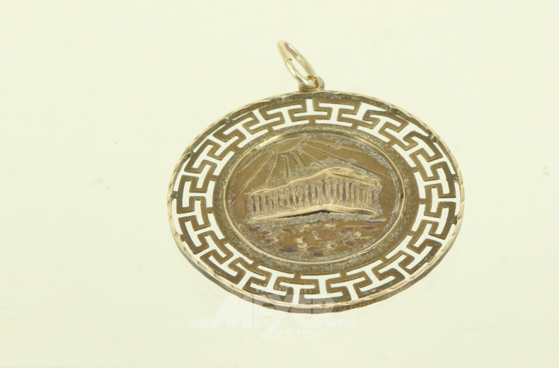 Anhänger mit griech. Medaille, Fassung in 585 GG