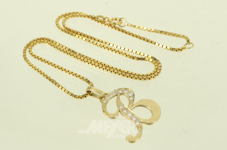Venezianerkette mit Anhänger, besetzt mit Brillanten