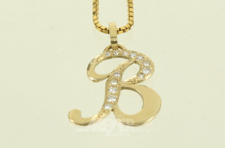 Venezianerkette mit Anhänger, besetzt mit Brillanten