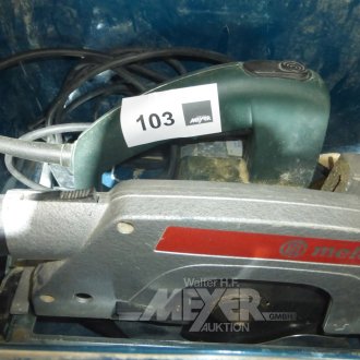 Handkreissäge sowie 1 Winkelschleifmaschine METABO