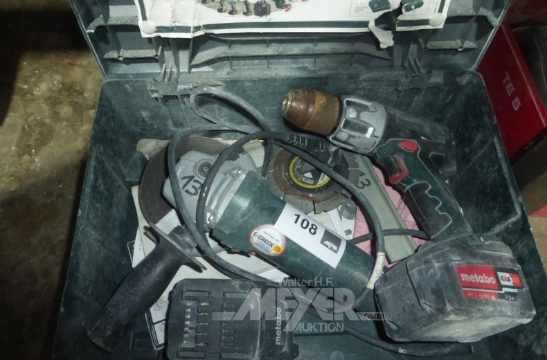 Winkelschleifmaschine und 1 Akku-Bohrschrauber mit Akku und Ladegerät