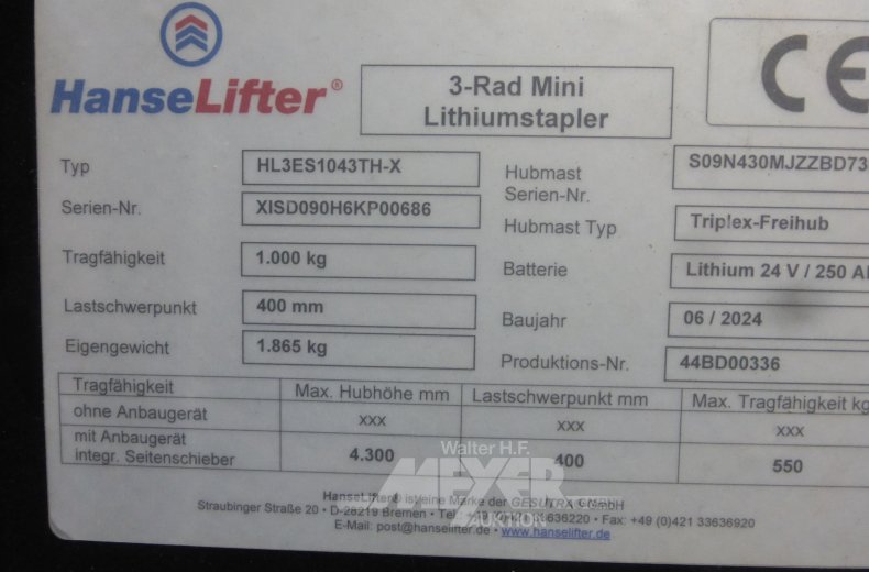 E- Frontgabelstapler, blau, Lithiumbatterie