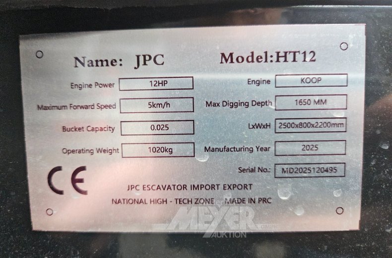 Minikettenbagger JPC AT12