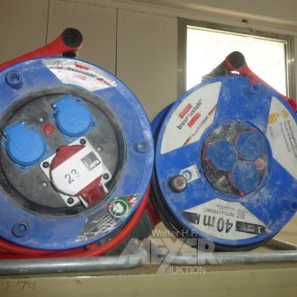 2 Kabeltrommel, 25 m. + 40 m., Starkstrom wie 230 Volt, Schuko