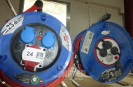 Kabeltrommel, 25 m. + 40 m., Starkstrom wie 230 Volt, Schuko