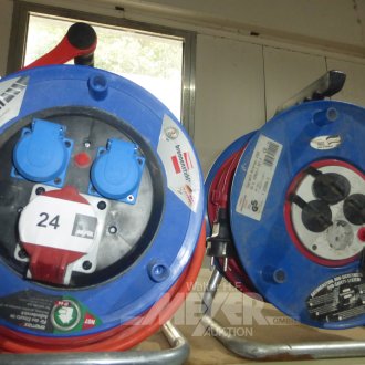 Kabeltrommel, 25 m. + 40 m., Starkstrom wie 230 Volt, Schuko