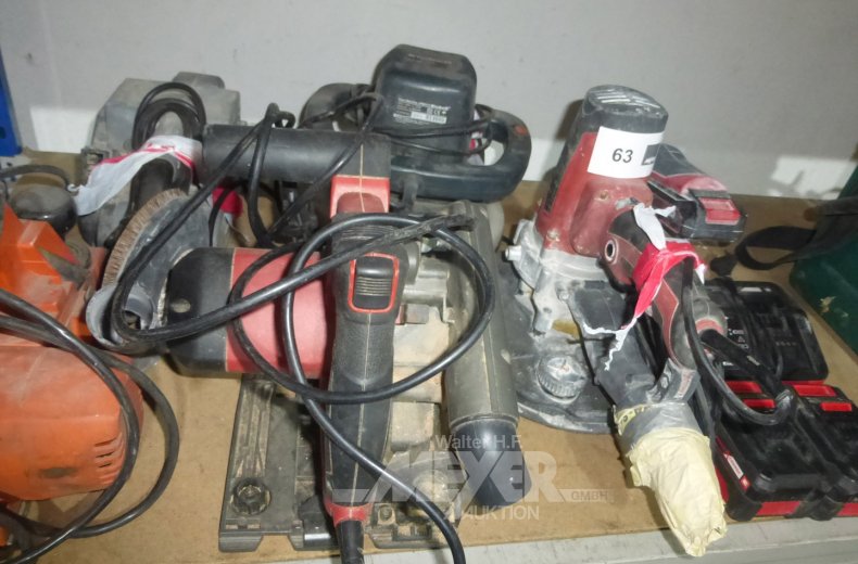 Posten Handmaschinen, u.a. Handkreissäge, Bandschleifer, Poliermaschine, Betonschleifer