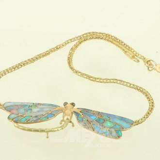 Collier mit großer Libelle, aufwendige Handarbeit
