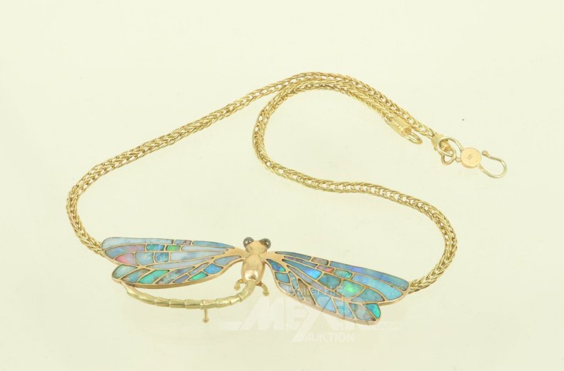 Collier mit großer Libelle, aufwendige Handarbeit