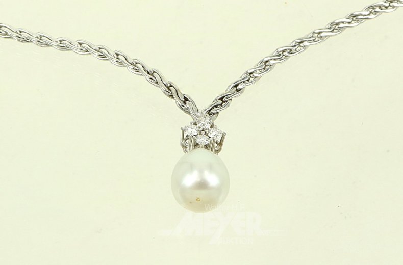 Collier mit Zuchtperle und 4 Brillanten